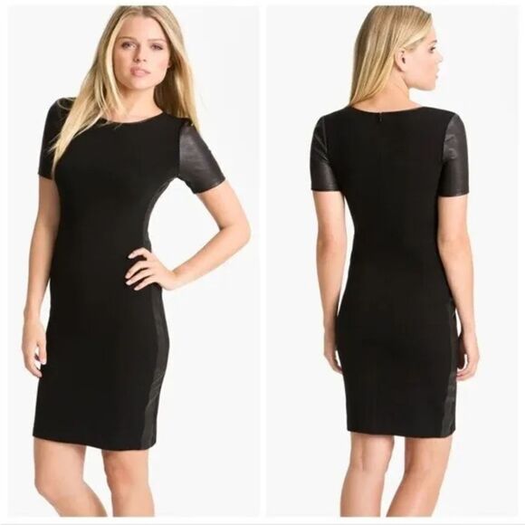 Theory Dresses & Skirts - Theory Leilana Knit and Goat Leather Dress Size 4